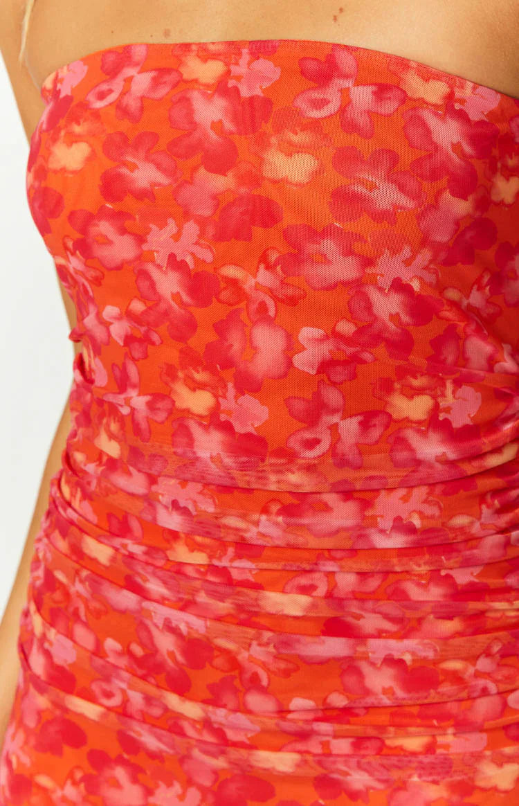 Imogen Maxi Dress | Orange Floral Print