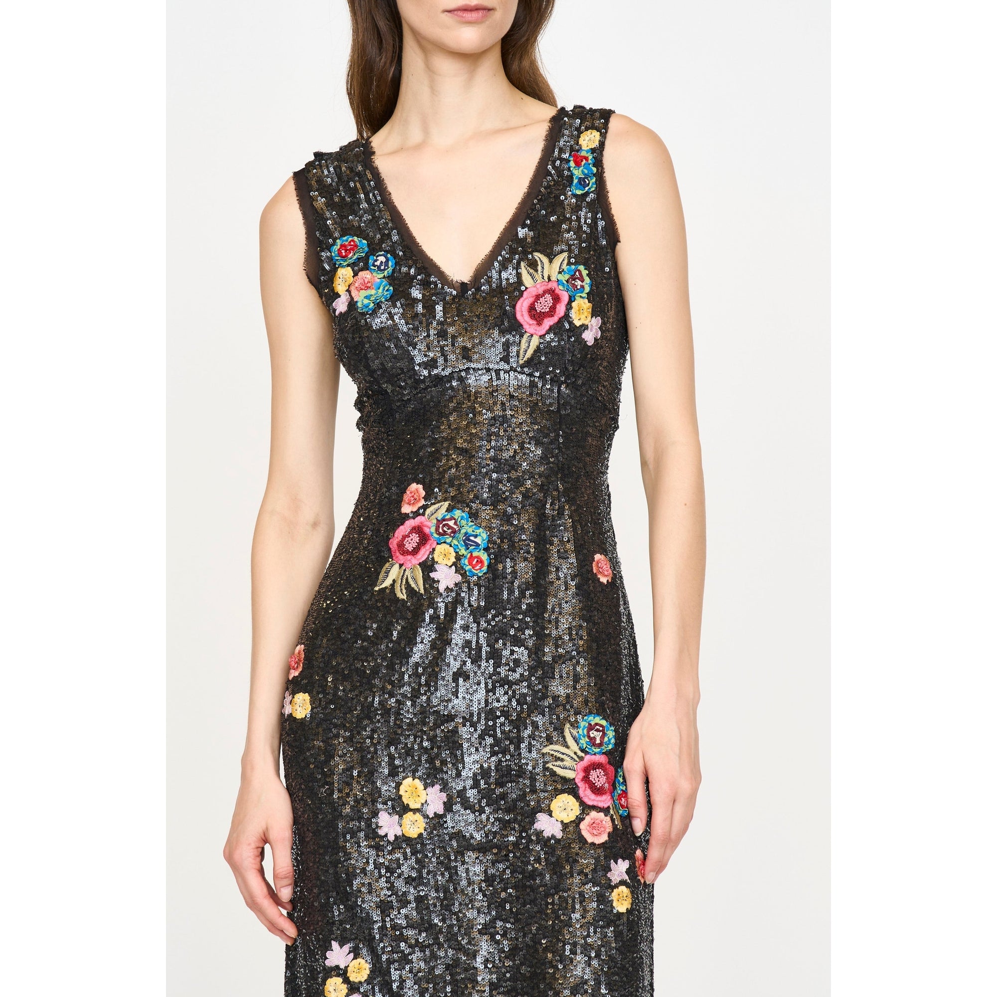 Ingrid Dress | Black Sequin Floral