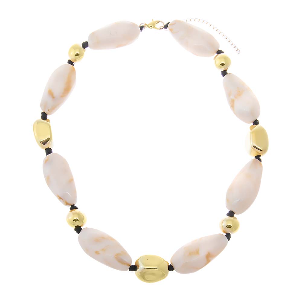 White Bead and Gold Accent Necklace - Adina's Jewels