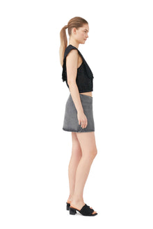 Washed Wrap Mini Skirt | Sharkskin
