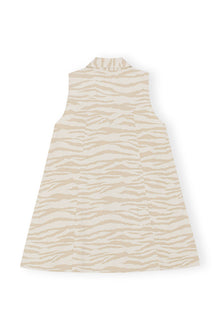 Printed Denim Mini Dress | Pale Khaki