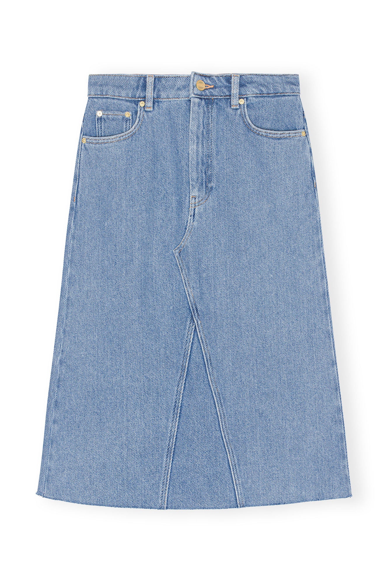 Heavy Denim Midi Skirt | Light Blue Stone