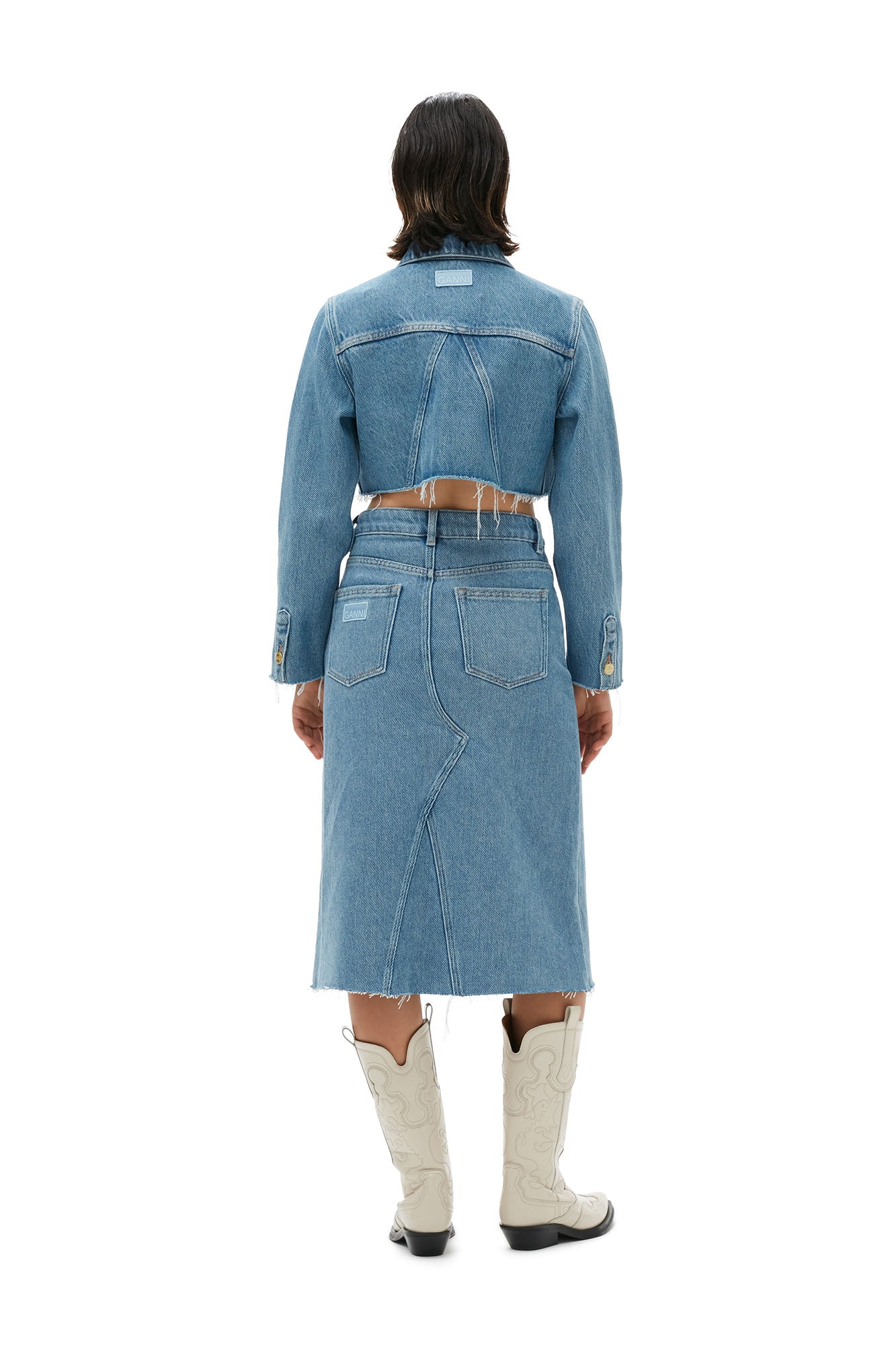 Heavy Denim Midi Skirt | Light Blue Stone