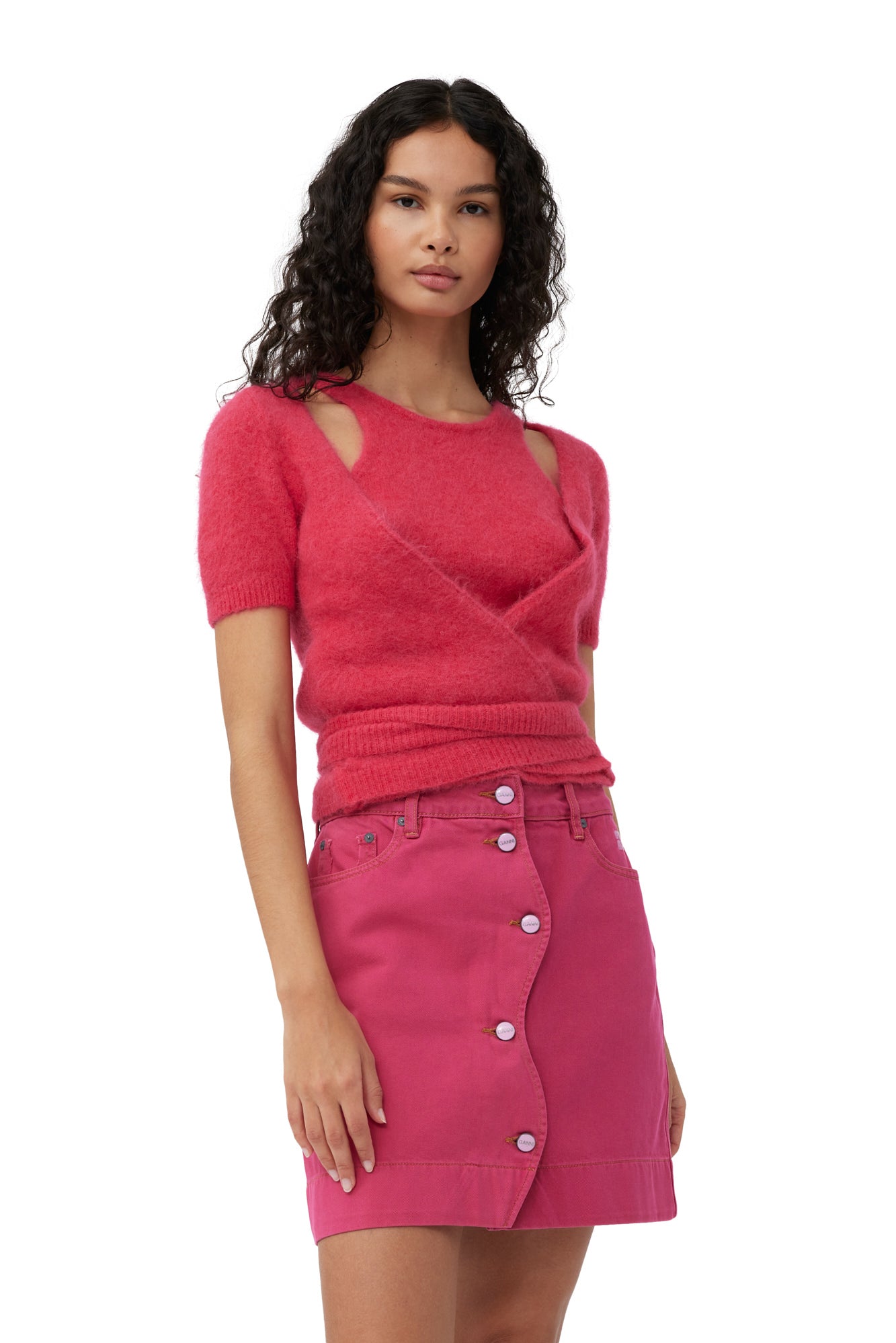 Re-Cut Overdyed Cutline Mini Skirt | Cyclamen