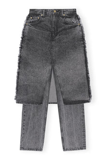 Snow Washed Denim Skirt Jeans | Black Washed