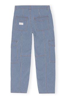 Light Stripe Denim Cargo Pants | Mid Blue Stone