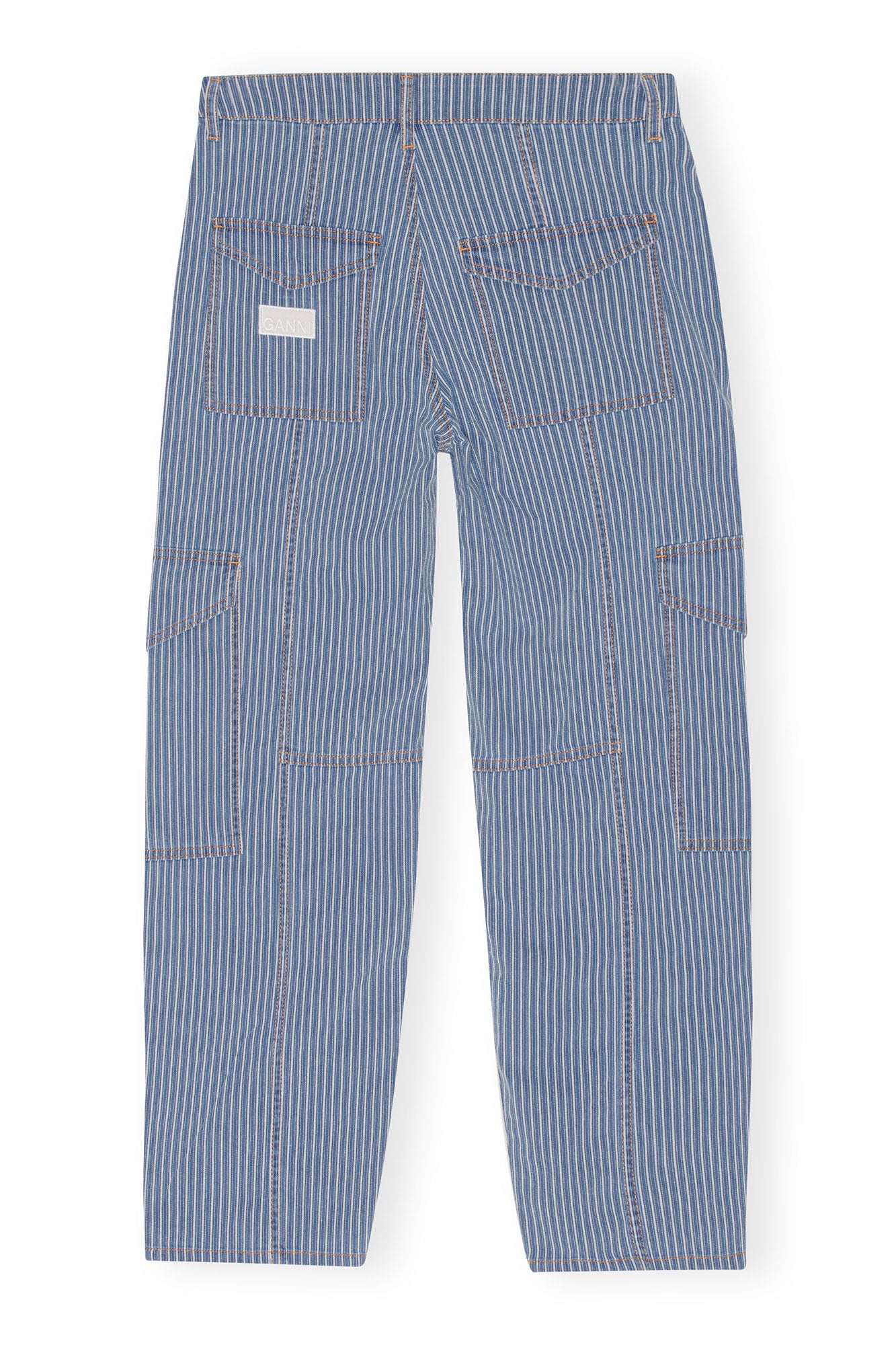 Light Stripe Denim Cargo Pants | Mid Blue Stone