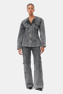 Denim Fitted Blazer | Black Washed