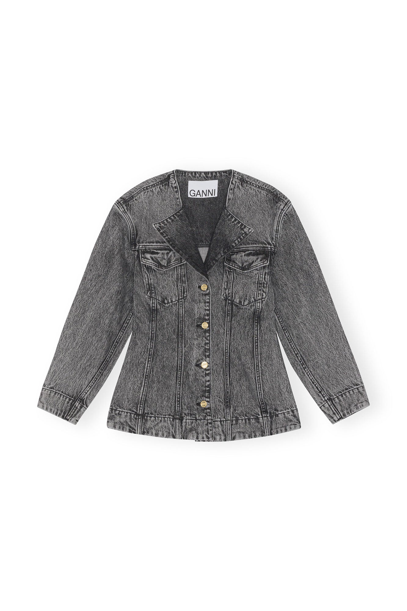 Denim Fitted Blazer | Black Washed