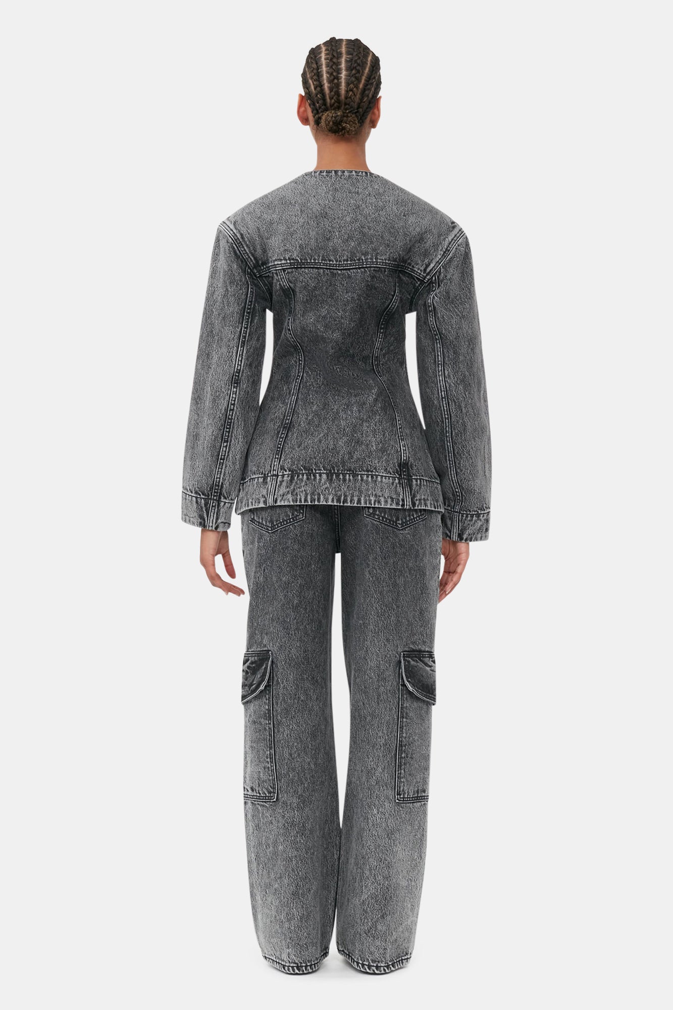 Denim Fitted Blazer | Black Washed