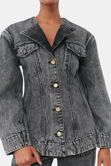 Denim Fitted Blazer | Black Washed