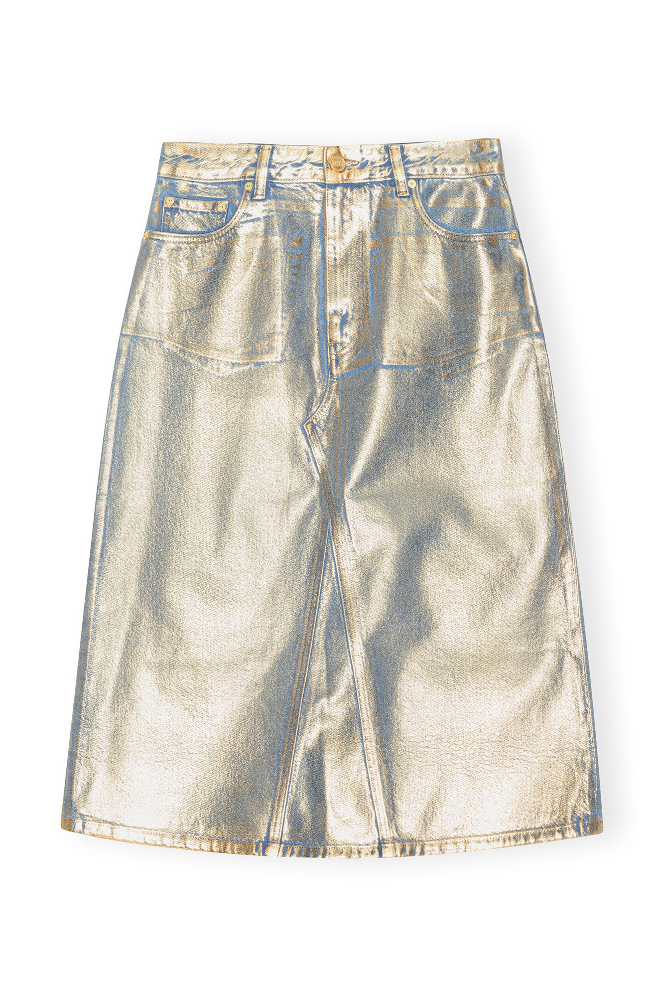 Denim Midi Skirt | Gold