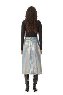 Denim Midi Skirt | Gold