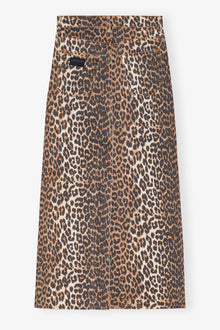 Print Denim Maxi Slit Skirt | Leopard