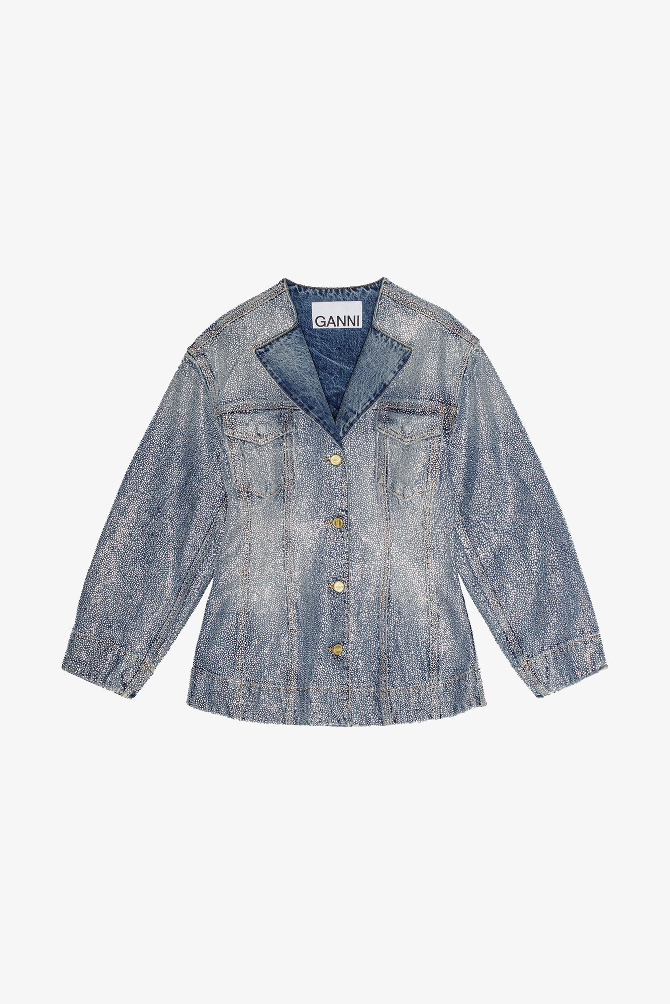 Sparkle Denim Fitted Blazer | Tint Wash