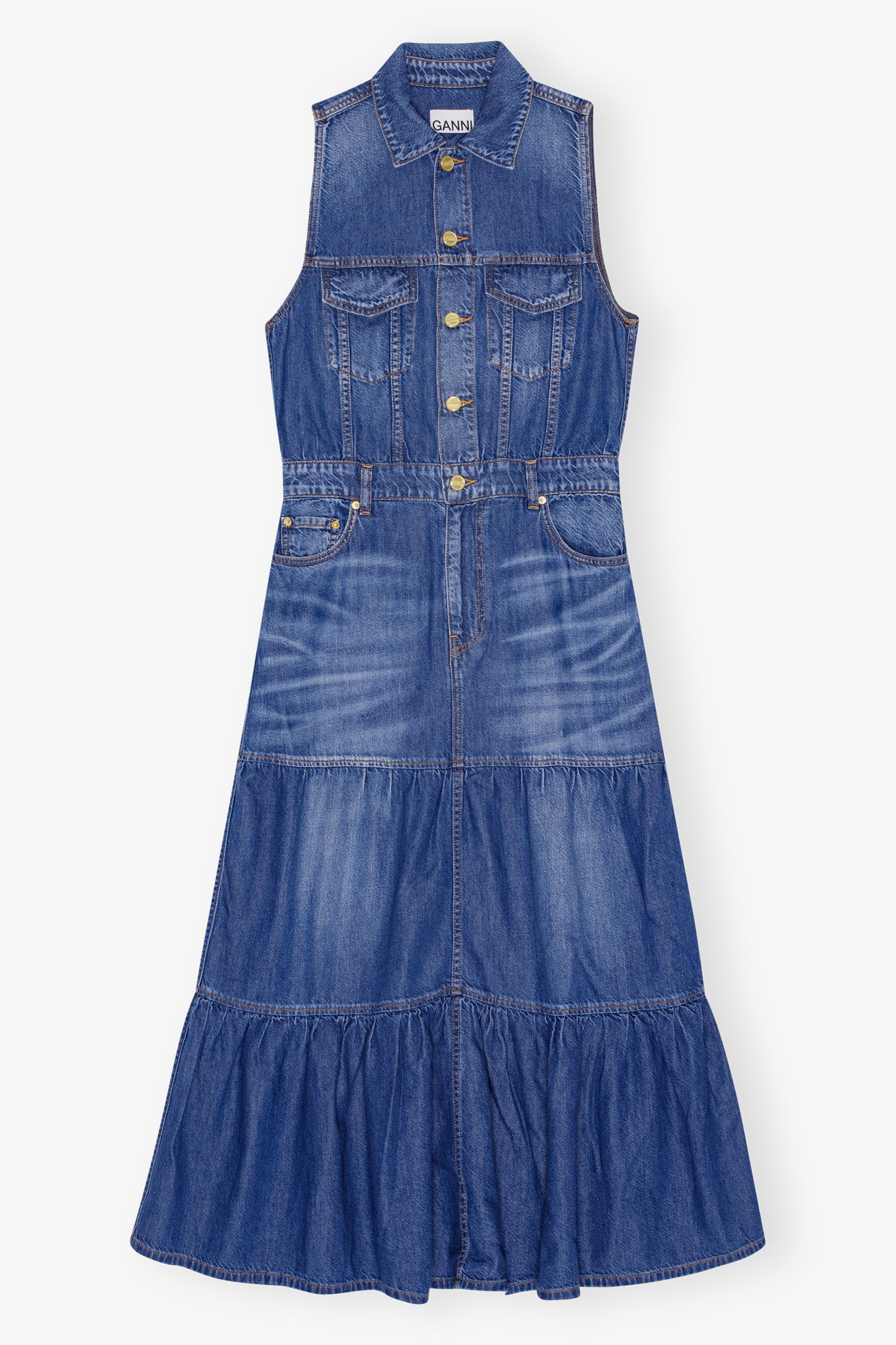 Denim Long Dress | Mid Blue Vintage