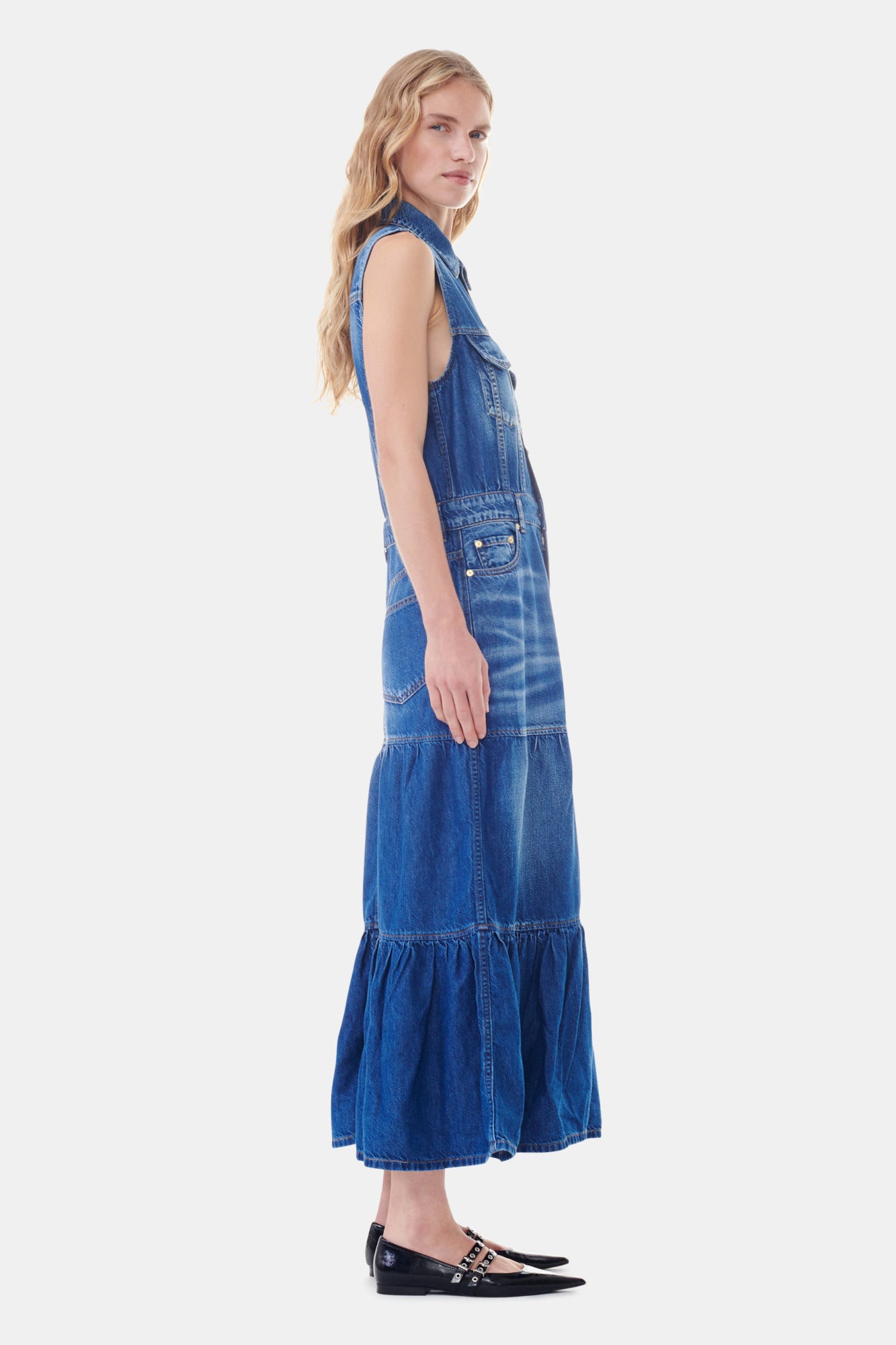 Denim Long Dress | Mid Blue Vintage