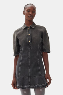 Edge Denim Mini Dress | Washed Black/Black