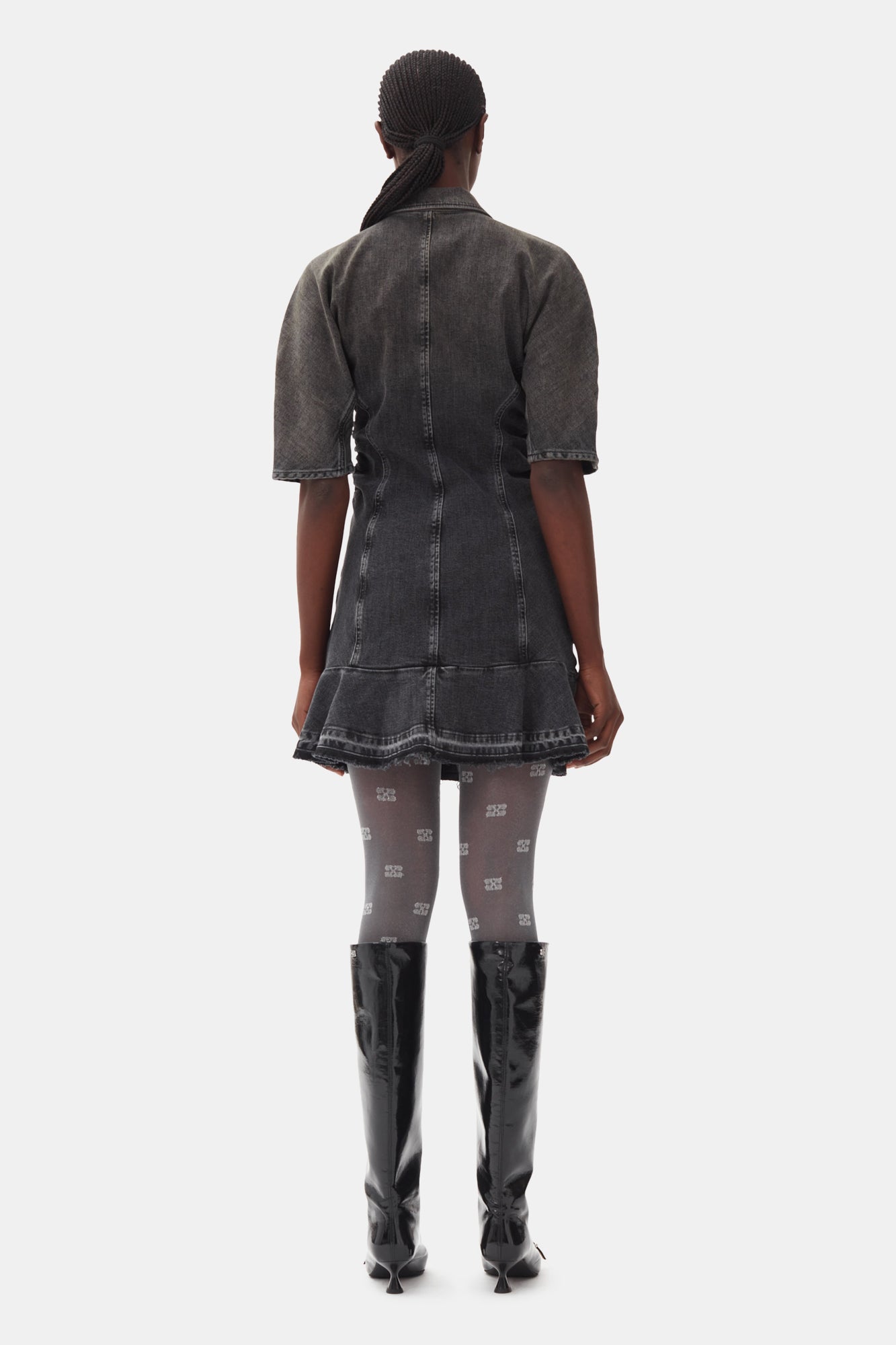 Edge Denim Mini Dress | Washed Black/Black