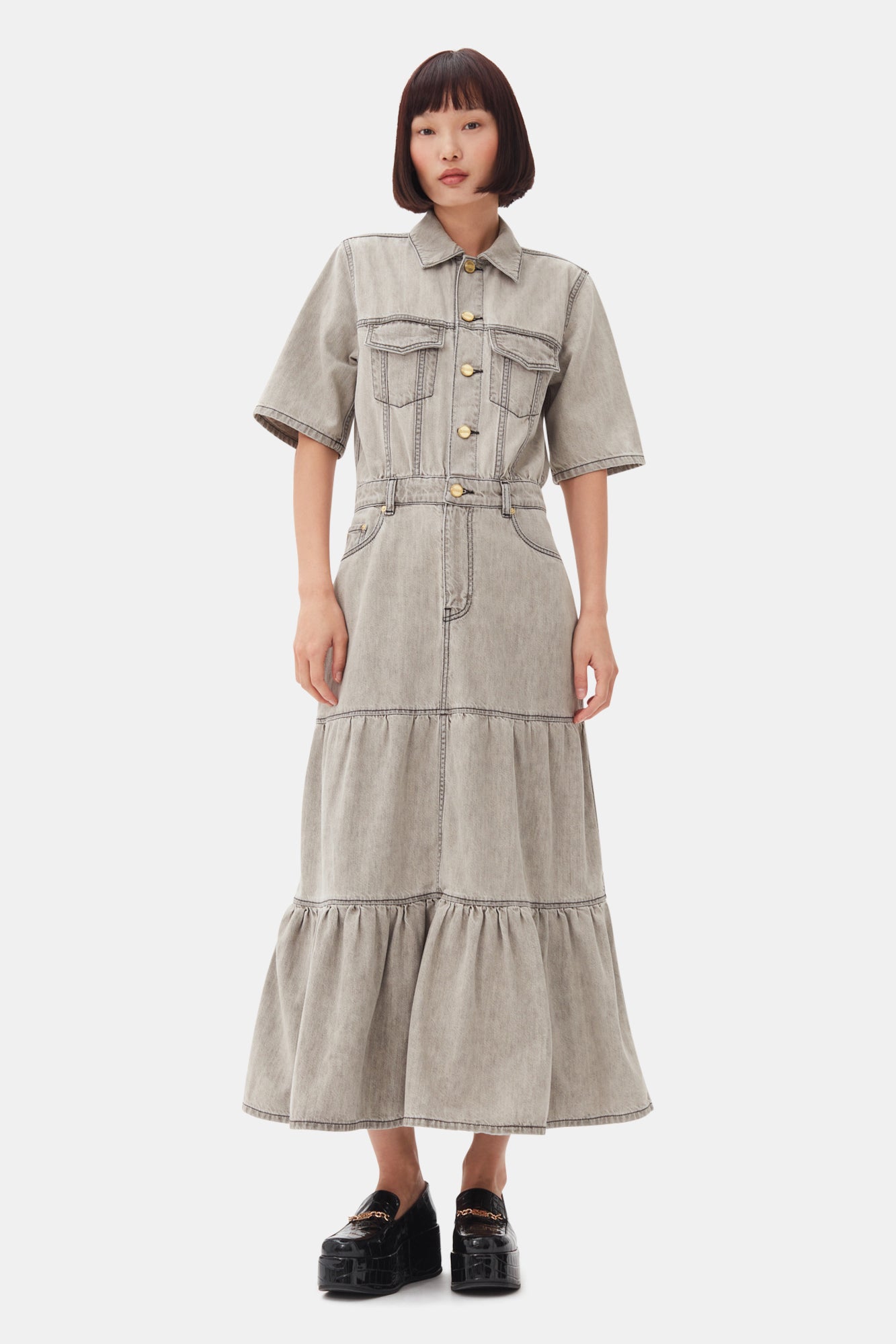 Future Denim Long Dress | Gray Quill