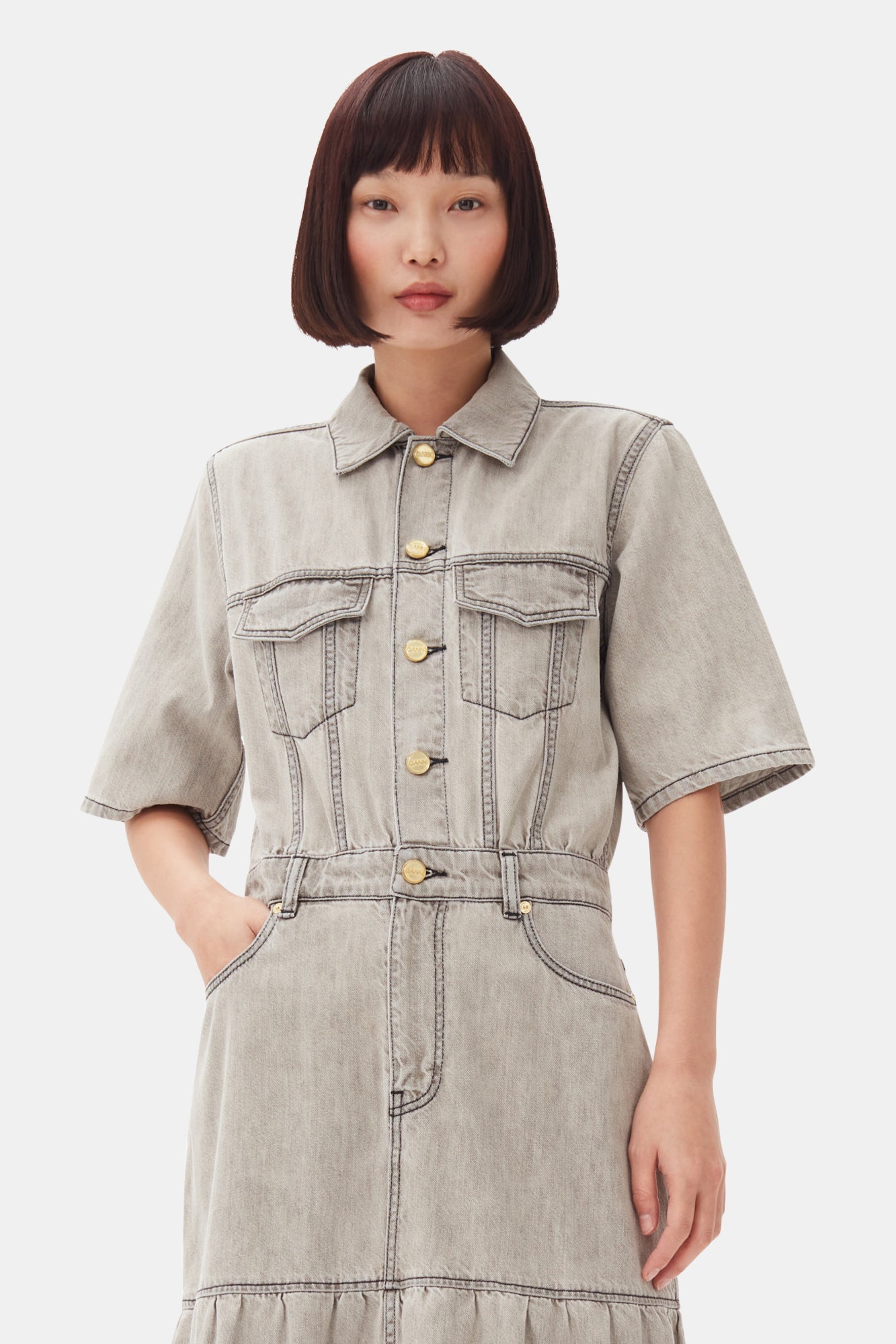 Future Denim Long Dress | Gray Quill