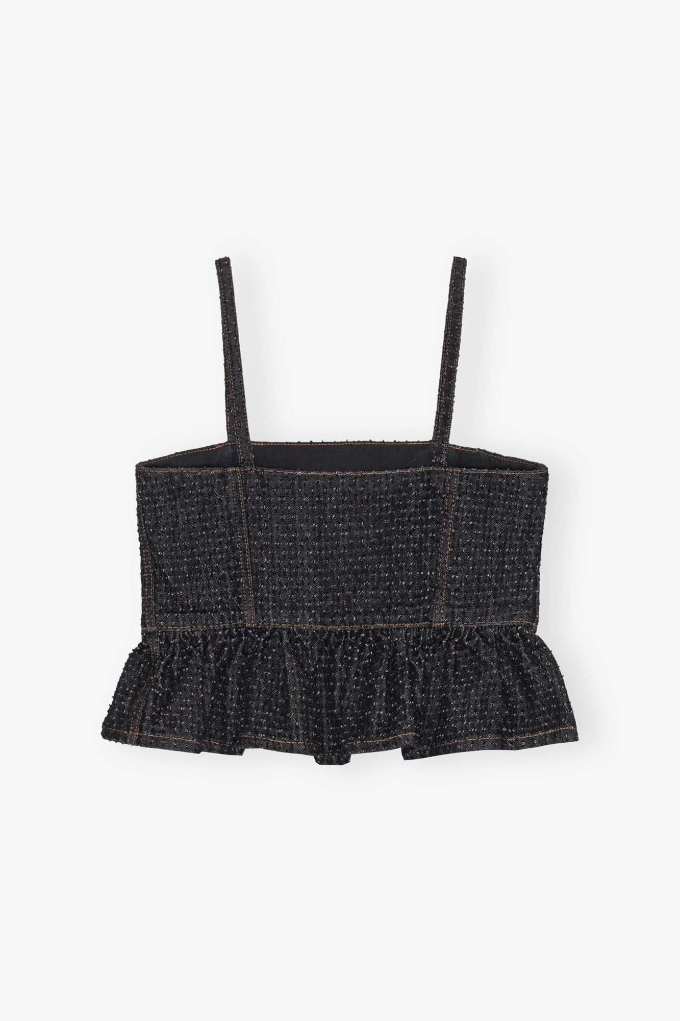 Fluffy Denim Strap Top | Black