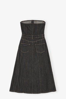 Fluffy Denim Long Corsage Dress | Black