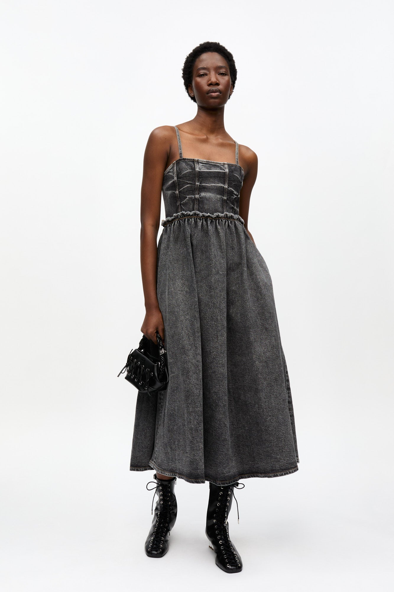 Stretch Future Denim Dress | Black Washed