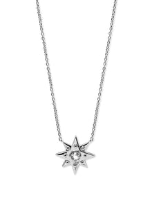 Jac+Jo Icon Vintage Star Necklace | Clear Topaz | 925 Rhodium Plated Sterling Silver