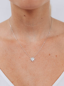 Jac+Jo Icon Vintage Star Necklace | Clear Topaz | 925 Rhodium Plated Sterling Silver