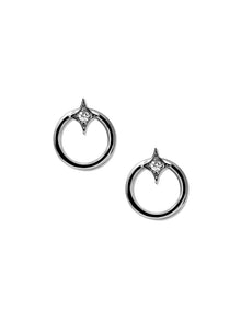 Jac+Jo Gothic Diamond Open Circle Studs | White Sapphire | 925 Rhodium Plated Sterling Silver