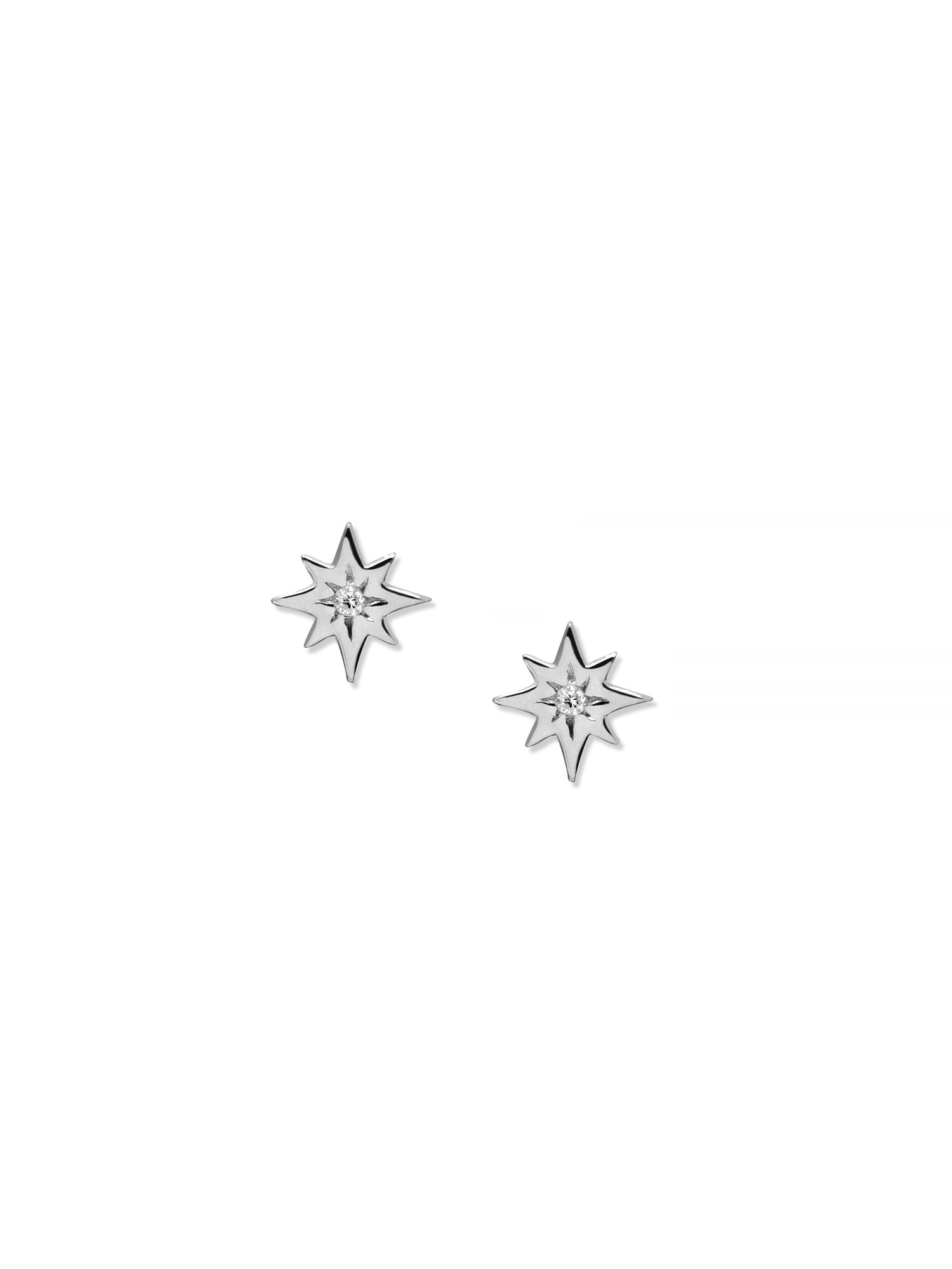 Jac+Jo Icon Starburst Studs | White Sapphire | 925 Rhodium Plated Sterling Silver