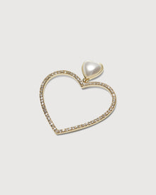 Gold & Pearl Heart Hoop Earring | Gold