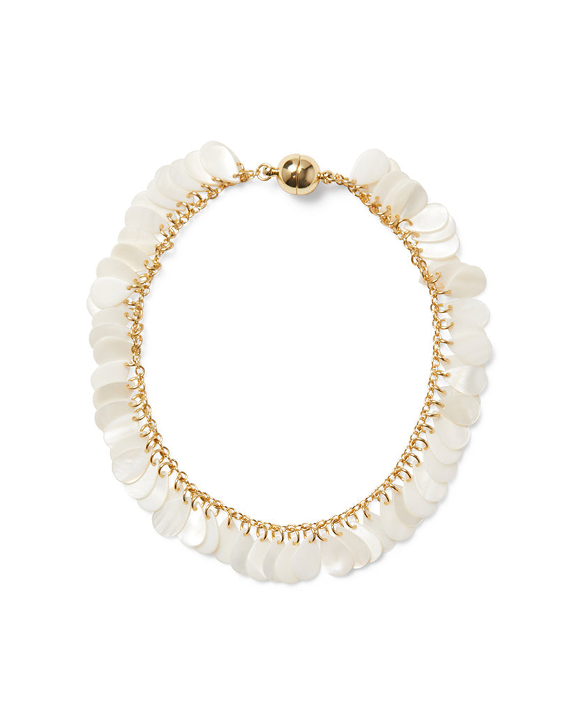 Shell Fringe Anklet | Gold/White