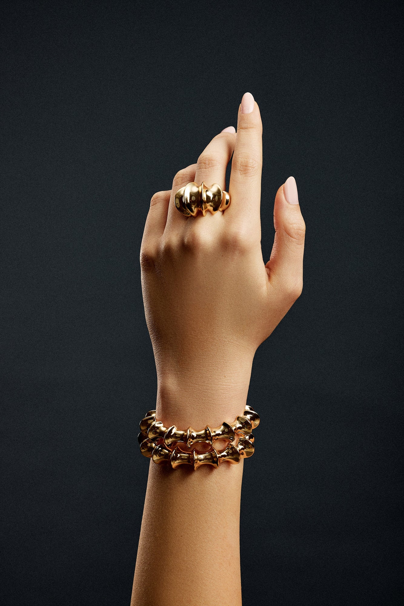 Small Murphy Cuff bracelet - styled on model | real gold bracelet for women