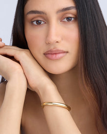 Natasha Cuff bracelet - styled on model | real gold bracelet for women