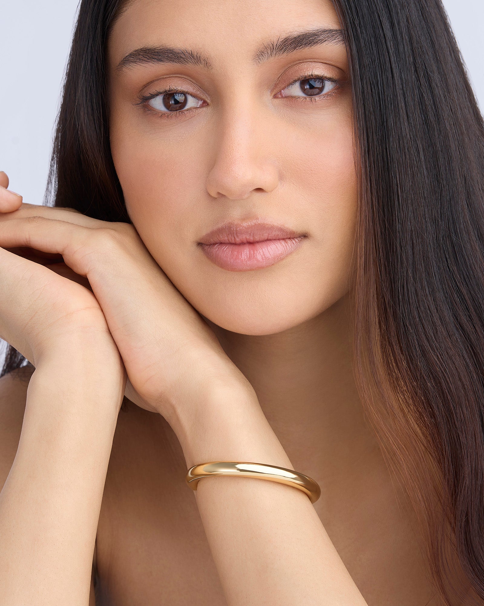 Natasha Cuff bracelet - styled on model | real gold bracelet for women