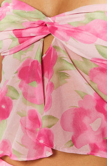 Jacqulin Floral Print Strapless Top | Pink