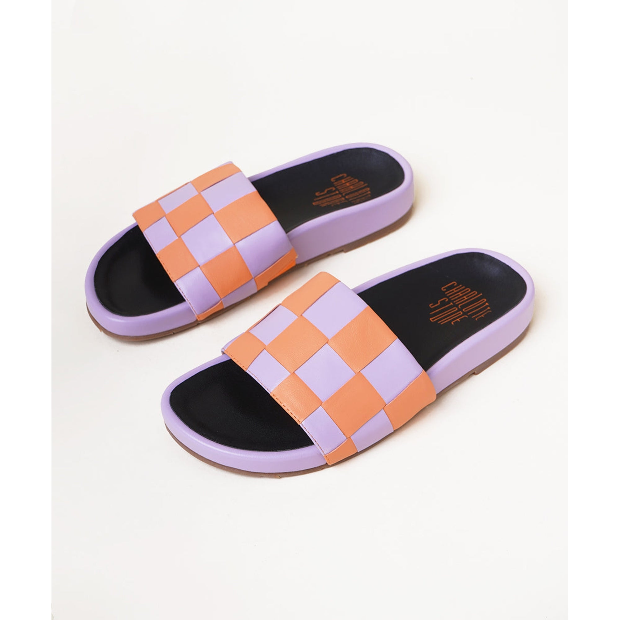 Jaquie Woven Flat Slide Sandal | Checker Lilac