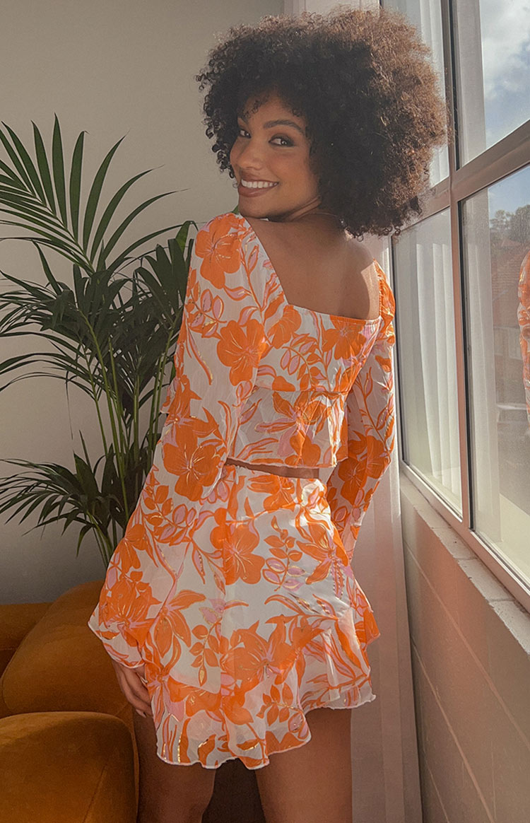 Jayella Floral Mini Skirt | Orange