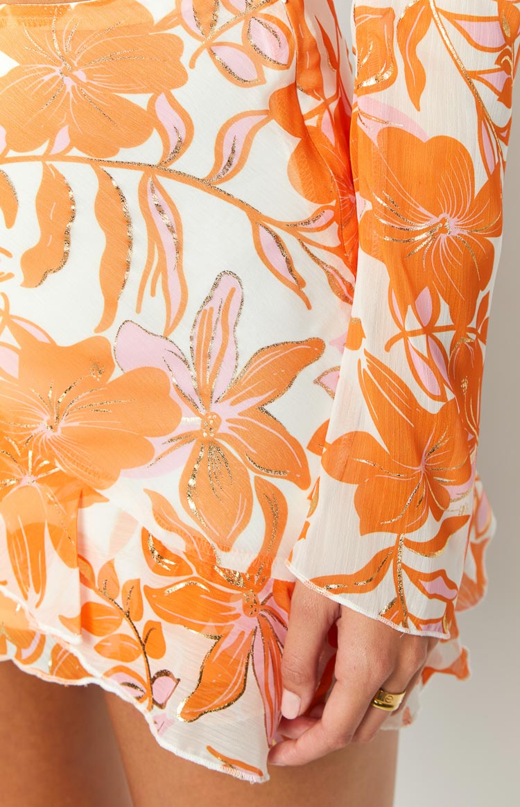 Jayella Floral Mini Skirt | Orange