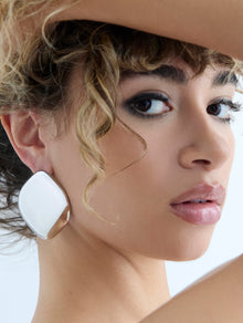 Puffy Cushion Earrings earring - front view | 18k gold earrings