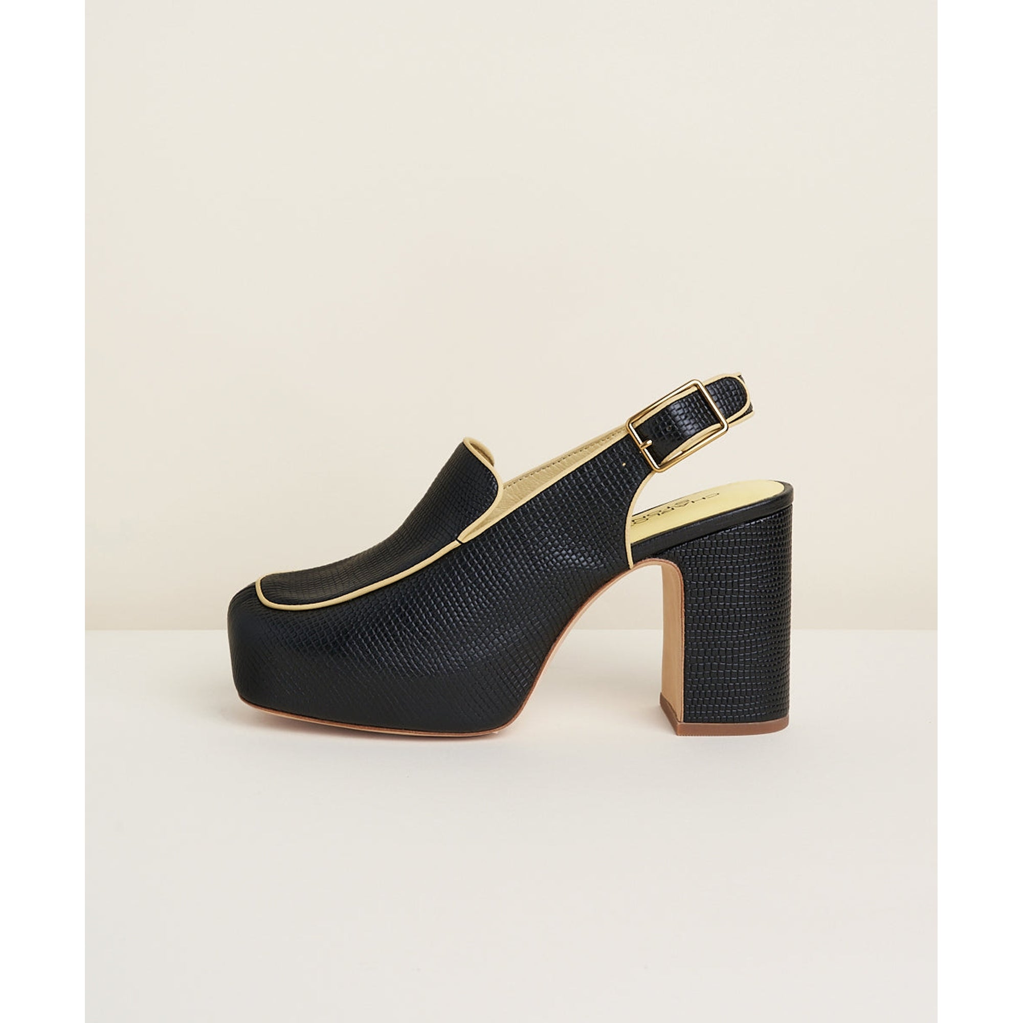 Joan Leather Slingback Block Heel | Black