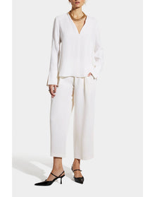 Jolie Silk Keyhole Top | Brilliant White