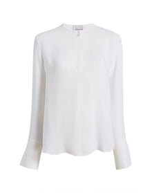 Jolie Silk Keyhole Top | Brilliant White