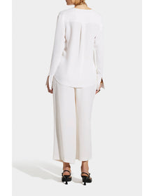 Jolie Silk Keyhole Top | Brilliant White