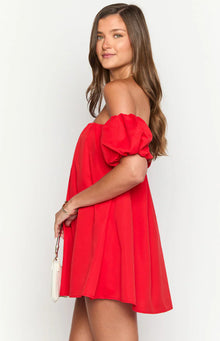Jozette Off The Shoulder Mini Dress | Red