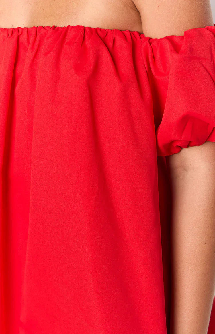 Jozette Off The Shoulder Mini Dress | Red