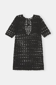 Crochet Open Back Mini Dress | Black