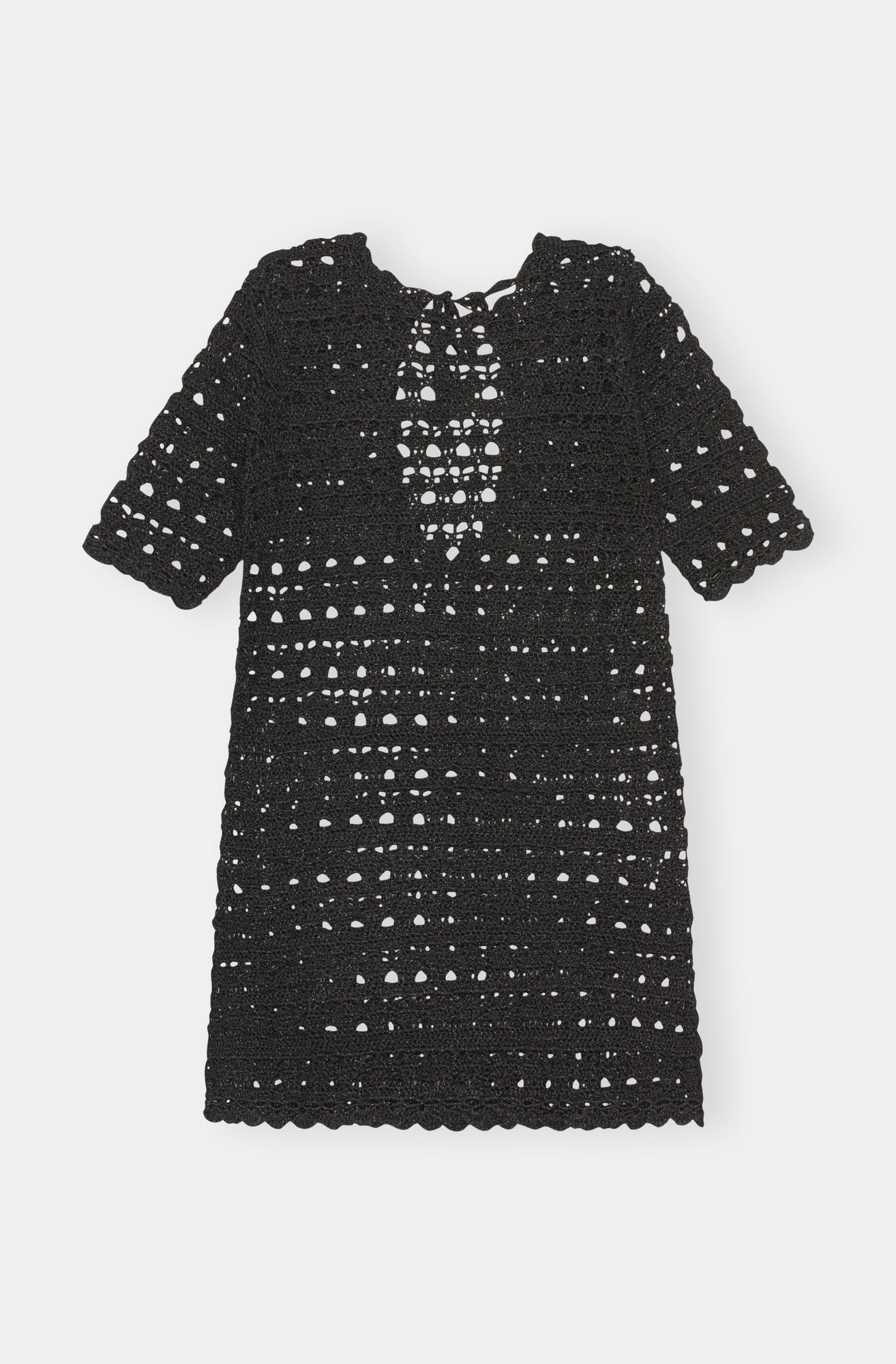 Crochet Open Back Mini Dress | Black
